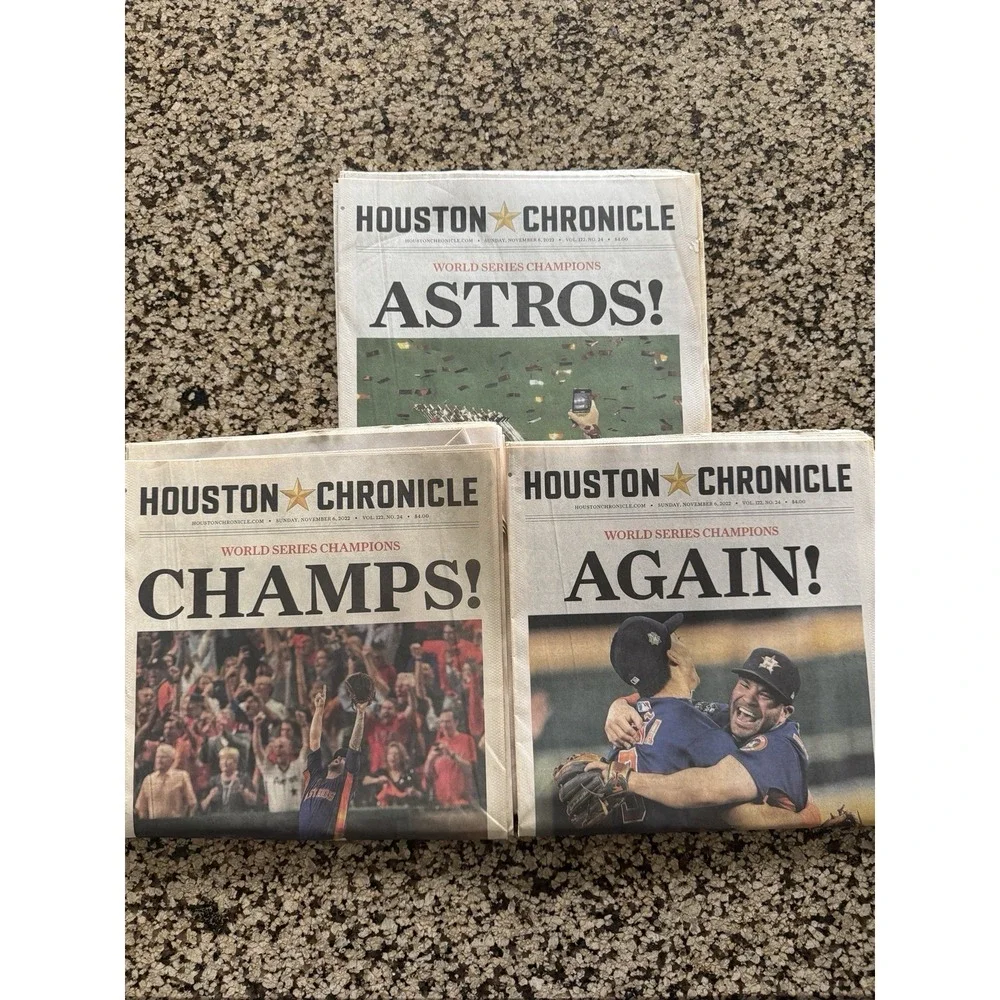 Complete 3 Set 2022 World Series Houston Astros Houston Chronicle Newspapers ❤️✅